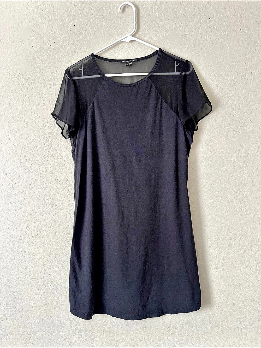 EUC THEYSKEN"S THEORY Crew Neck Mini Dress Silk/Cotton Blend Black L